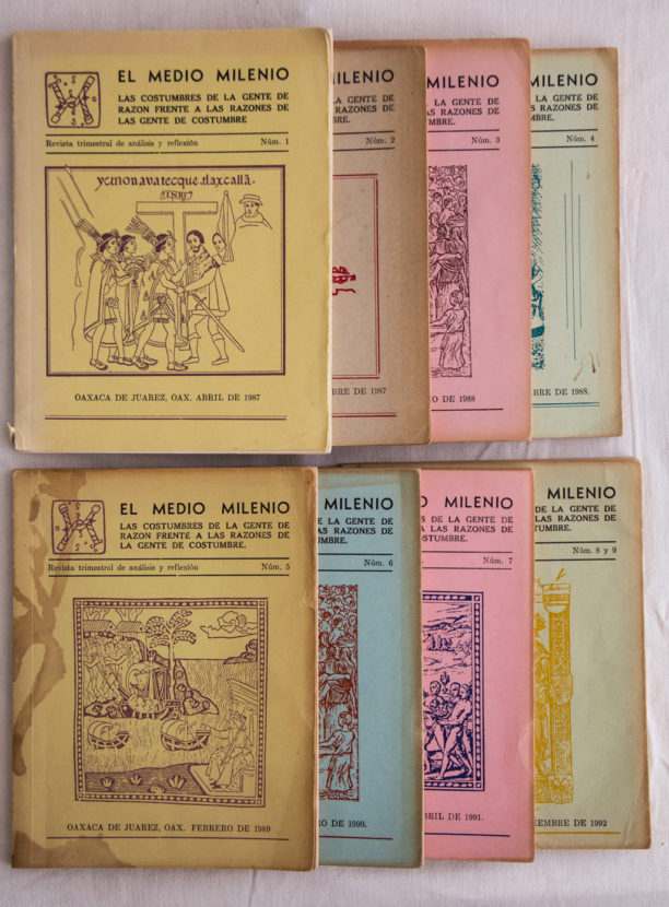 Portadas de El Medio Milenio, 1987-1992. Colección de Emiliana Cruz